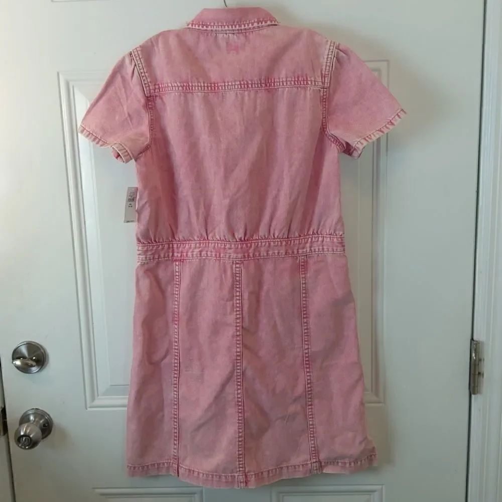 Gap girl red denim distressed short sleeve dress - Picture 8 of 12